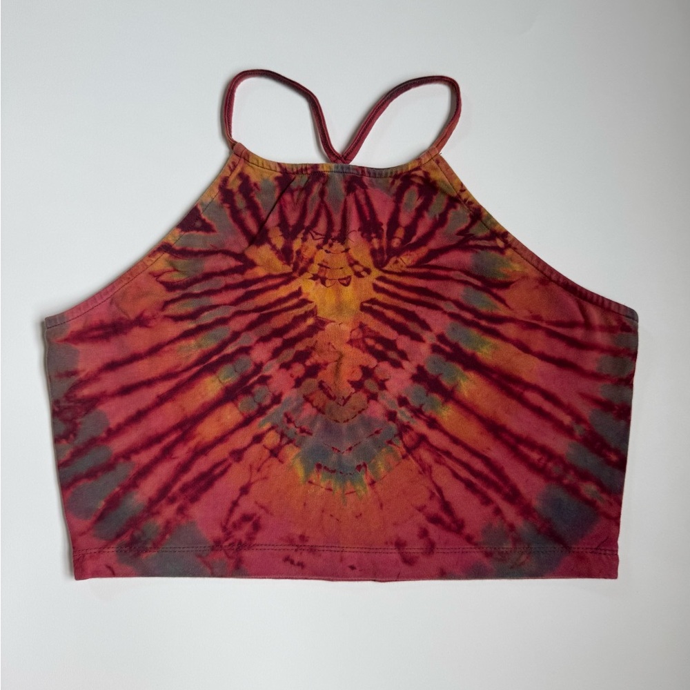 Heart Pattern Tie-Dye Halter Top